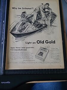1945 Old Gold Cigarettes Why be Irritated Sailor  Vtg Print Ad 10x14 