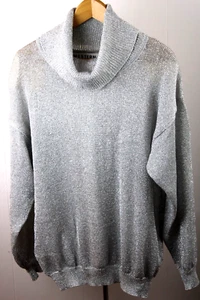 Western Collection Women L Metallic Gray Sweater Long Sleeves Acrylic Blend VTG - Picture 1 of 5
