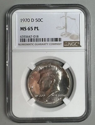 1970-D MS 65 PL Kennedy Half. Only 2 coins graded higher in PL at NGC or PCGS - Image 1 of 2