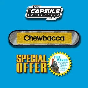 FREE MANDO OFFER!! Vintage Kenner STAR WARS Chewbacca name Capsule 4.5" patch - Afbeelding 1 van 10