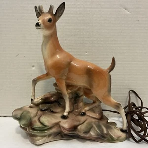 Vintage/Used*Maddux of California 12" Ceramic Deer/Stag TV/Table Lamp/Light - Picture 1 of 6