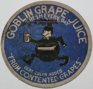 Vintage Milchflaschenverschluss GOBLIN GRAPE JUICE laufender Kobold Bild gebrauchter Zustand - Bild 1 von 3