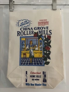 Vintage Sack Paper Bag China Grove Roller Hills Flour 5 Lbs New Old Stock - Picture 1 of 6
