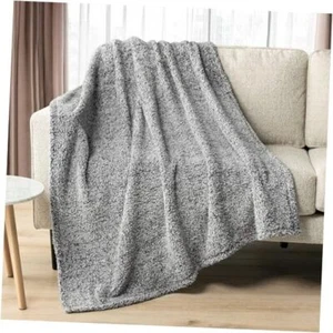 Sherpa Throw Blanket for Couch Sofa, Heather Grey Twin - 60x80 Heather Gray - Picture 1 of 7