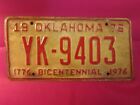LICENSE PLATE Bicentennial Car Tag 1976 OKLAHOMA YK 9403 Oklahoma County [B3D