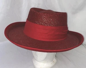 Preston & York roter Strohhut und rotes Band - Bild 1 von 11