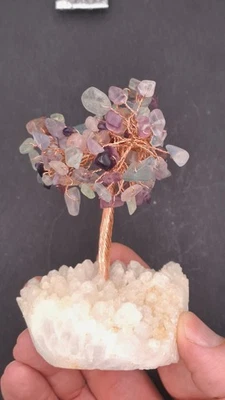 Kristallbaum Fluorit Heilstein, Glücksbaum, Geldbaum, Feng-Shui, 180g, 6x11cm - Bild 1 von 4