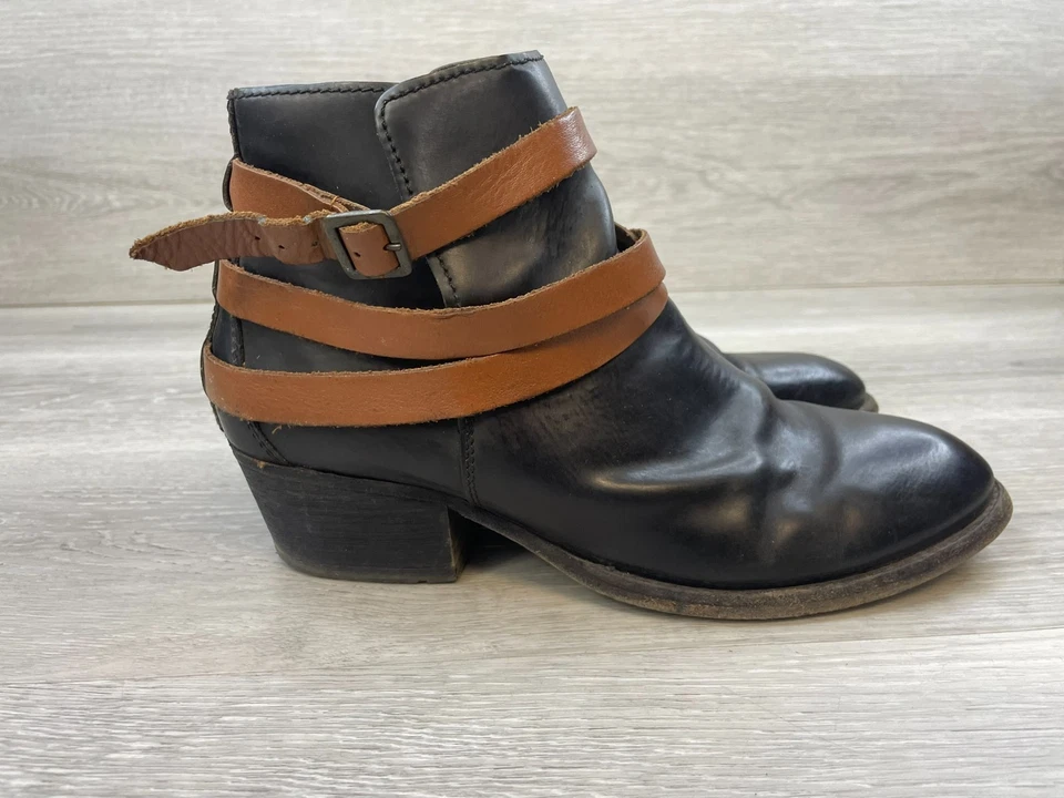 H by Hudson Madewell Horrigan Para Mujer 9.5 Negro Botín Cuero Botín Hebilla Foto 1 de 4