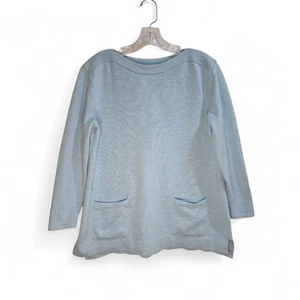 J. Jill Excellent Everyday Sweater Blue Sky Heather 3/4 Sleeve PM Measures M - Picture 1 of 7