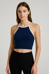 Women’s Halter Neck Cami Bra Bralette Crop Top Spaghetti Strap Dolphin Style LXL - Picture 1 of 6