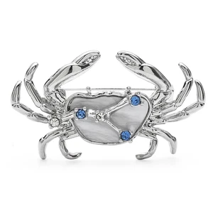 Elegant Crab Brooch – Enamel Rhinestone Ocean Pin, Summer Beach Jewelry Gift USA - Picture 1 of 14