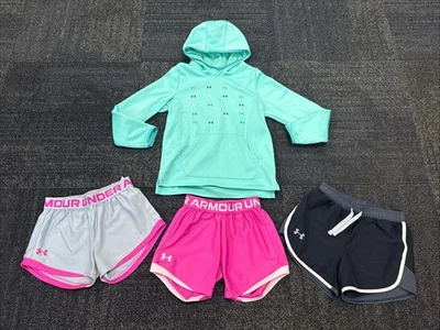Girls Under Armour Shorts & Hoodie Lot of 4 Size Youth Small & Medium - Image 1 of 4
