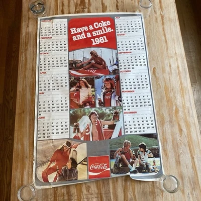 Vintage Coca-Cola 1981 Calendar Poster ‘Have a Coke and a Smile’ 38x25 - Image 1 of 4