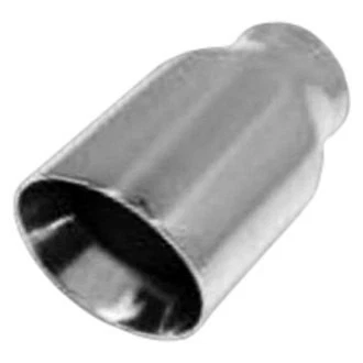 Exhaust Tip 304 SS Round Beveled Edge Angle Cut Weld-On Double-Wall Polished Foto 1 de 2