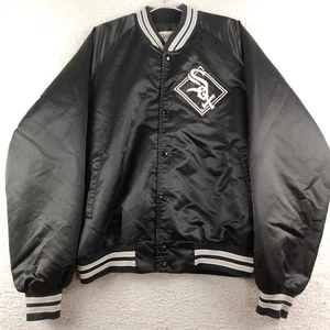 Vintage 80s Chalk Line Chicago White Sox Black Satin Bomber Jacket Men's XL - Picture 1 of 8