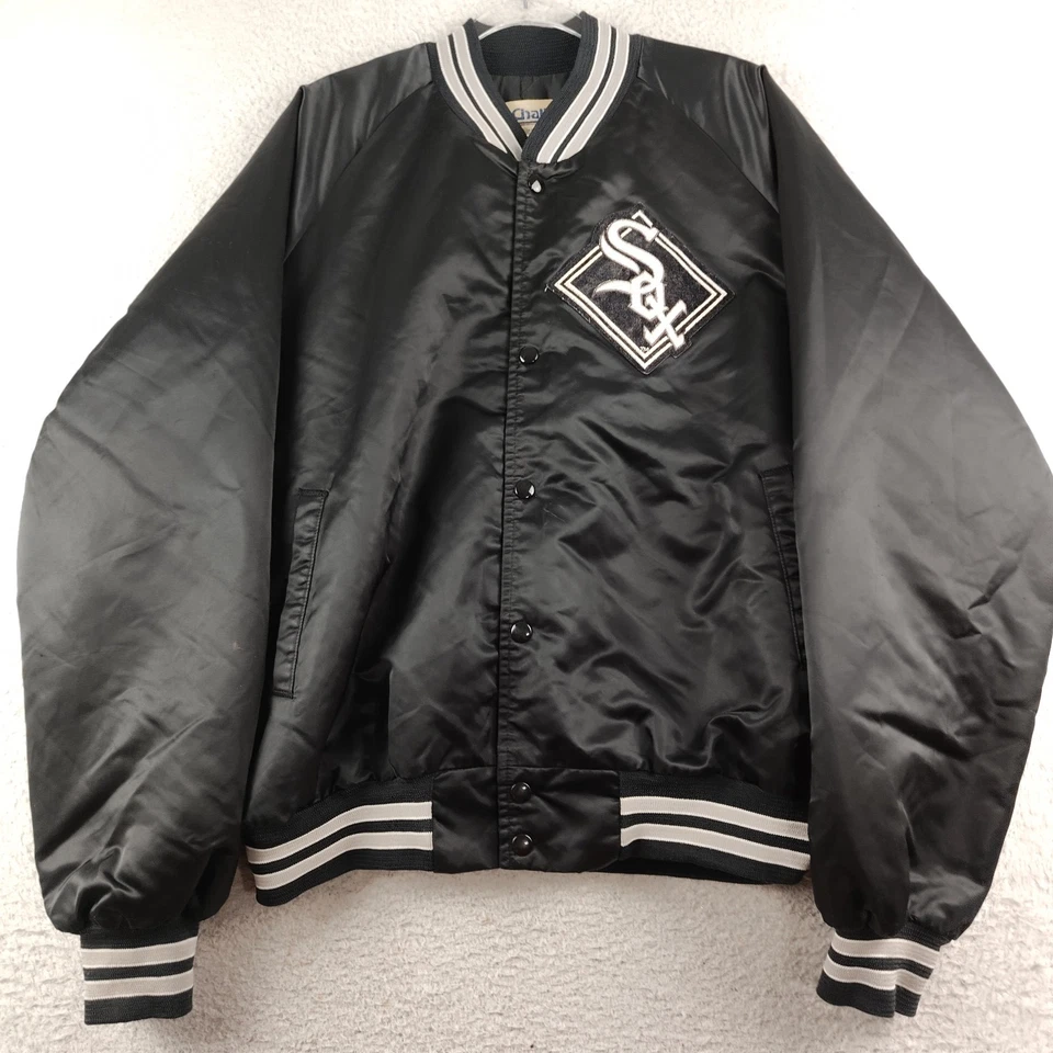 Vintage 80s Chalk Line Chicago White Sox Black Satin Bomber Jacket Men's XL - Image 1 of 4