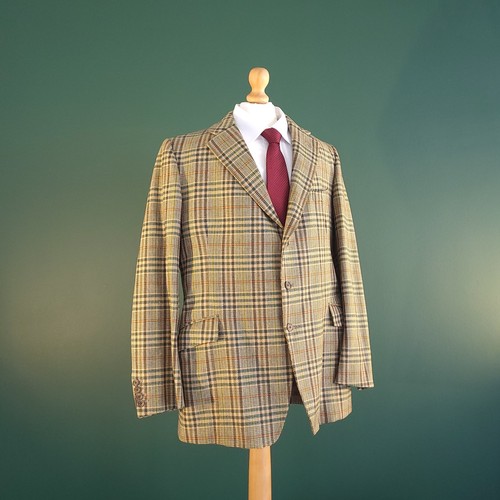 Giacca Brook Taverner Saxony Supreme Blazer Uomo 40R Verde 100% Lana a Scacchi