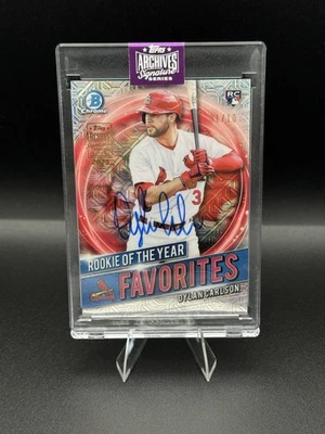 Dylan Carlson 2025 Topps Archives Signature 1st Print Bowman Chrome RC Auto 1/10 - Image 1 of 2