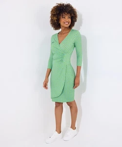 Joe Browns Women's Retro Geometric Print Long Sleeve Jersey Dress - Picture 1 of 5