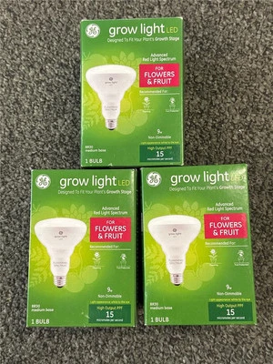 ↑ Лот из 3 светодиодных ламп для выращивания GE BR30 со средним основанием для цветов и фруктов 9 Вт - Изображение 1 из 4