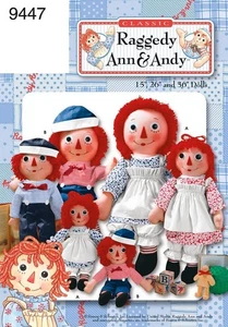 Simplicity 9477 Raggedy Ann & Andy Large Dolls Stuffed and Clothes Craft Pattern - Picture 1 of 3