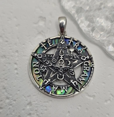 Colgante Tetragrámaton Estrella Guardiana Chakra 7 Colores Plata 925 Pentagrama Abulón Foto 1 de 3