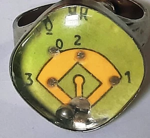 Très rare bague premium céréales métal baseball 1949 Kellogg's Play comme neuve dans sa boîte - Photo 1 sur 12