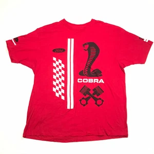 T-shirt rossa Ford Mustang Shelby Cobra taglia 2XL hot rod auto da corsa righe XXL - Foto 1 di 7