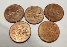 1976 Canada Penny Lot of 5, Canadian One Cent Vintage Coins