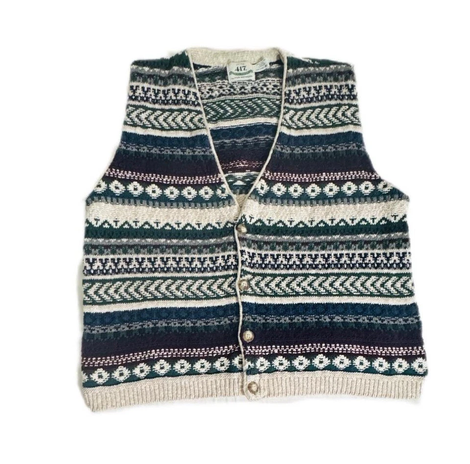 Chaleco tejido vintage 417 Van Heusen para hombre talla XL Foto 1 de 4