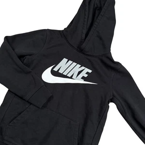 Nike Kid's Black Long Sleeve Sportswear Club Fleece Pullover Hoodie Size Large - Picture 1 of 6