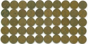 Lote mixto de monedas en rollo de 1 centavo Lincoln (50) de 1940 #65 - Imagen 1 de 3