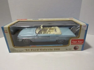 Sun Star Diecast 1/18 Skylight Blue 1964 Ford Galaxie 500 Convertible #1421 NIB - Picture 1 of 8