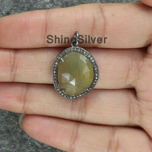 Naturwunder Saphir 925 Sterling Silber Vintage Pave Diamant Anhänger - Bild 1 von 5