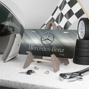 Compatible For Mercedes Benz Front Vanity License Plate, Custom Metallic Design - Picture 1 of 7