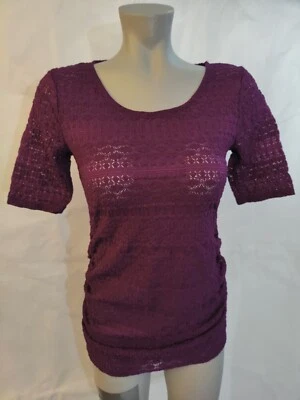 Jessica Simpson Maternity Burgund Lace Sheer Scoop Neck, Keyhole Back Top Size S - Image 1 of 4