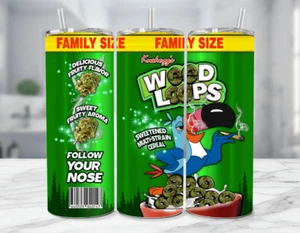 Vaso MARIJUANA de acero inoxidable de cereales de 20 oz 420 cabezas de malezas parodia de bucle de fruta - Imagen 1 de 3