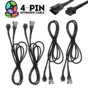4Pcs LED Neon Underglow Light Strip 4 Pin Extension Cable Wire Cord Kit 120CM - Picture 1 of 7