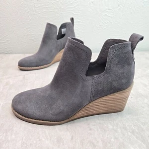 Toms Keilabsatz Stiefeletten Gr. 5 Wildleder dunkelgrau Western Slipper Komfort Booties - Bild 1 von 12