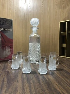 Dekanter mit Stopfen Neu Vintage OBERGLAS ÖSTERREICH Diamant Pt KRISTALL 24 Unzen 6 2 Unzen Becher - Bild 1 von 14