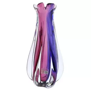GlassOfVenice Murano Glass Sommerso Ribbed Bud Vase - Rose and Blue - Picture 1 of 8
