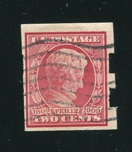 368 2¢ Lincoln Imperf, Vending Machine Perforated Stamp 1909 - Picture 1 of 5