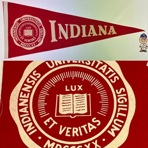 1960’s Vintage Indiana Hoosiers University Mini Pennant 11.5x29IU Bloomington IN Cover