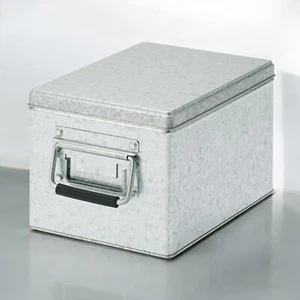 MUJI MoMA SMALL Galvanized Iron Box 7.5 in × 11.4 in × 6.3 in Silver Storage - Picture 1 of 11