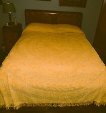 Vintage Chenille Bedspread ~ Sunflower Yellow/Mustard ~ Full Size 91" X 102"
