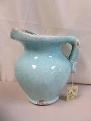 A&B Home 8,1 pulgadas Jarrón de mesa de terracota pátina azul cerámica de granja Foto 1 de 4