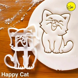 Cat cookie cutter | cute happy cats kitty birthday cake treat purrfect biscuit - Picture 1 of 6