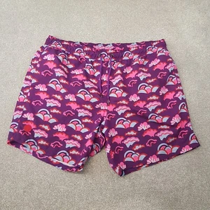 Pretty Green Mens Swim Shorts XL Purple Pink Holiday Tropical Rainbow Clouds - Picture 1 of 7