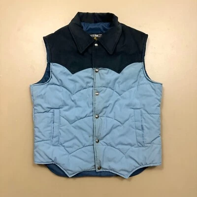 VTG 70s Sears Western Outdoor Wear Vest Jacket Large Corduroy Cowboy Puffer - Image 1 of 4