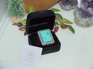 HSN Rarities Turquoise White Topaz & Rosewood Sterling Carol Brodie Ring Sz 11 - Picture 1 of 12